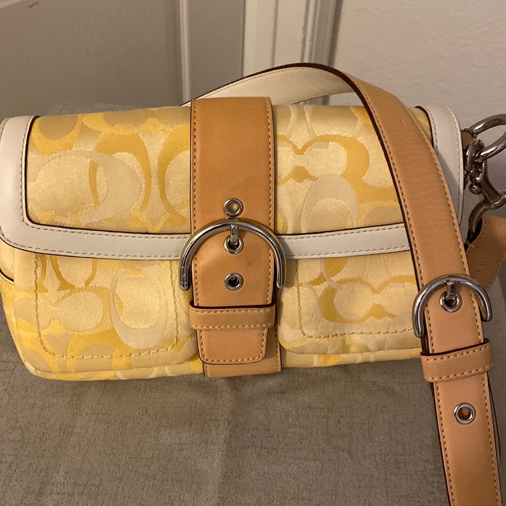 Coach Yellow Optic Signature Logo Shoulder Purse